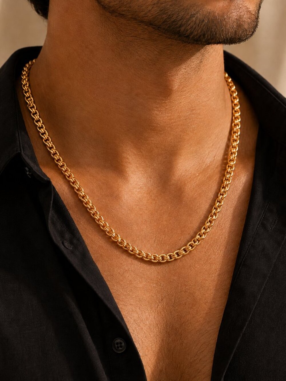 18" Mens 18K Gold Chain Link Style Necklace Guys New 18 inch 18 K Silver Jewelry